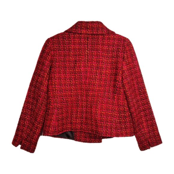 Talbots Petites Tweed Blazer Women's 6P Red/Orange Double-Breasted Wool Blend - Picture 2 of 9